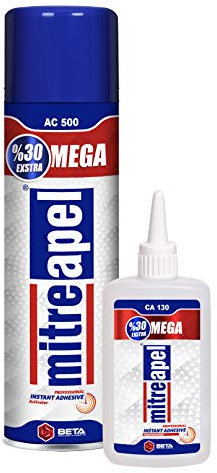 Mitreapel Superkleber (130 g) Mit Sprühklebstoffaktivator (500 ml) - Cyanacrylatkleber Zum Basteln Und Bauen | 1 Packung