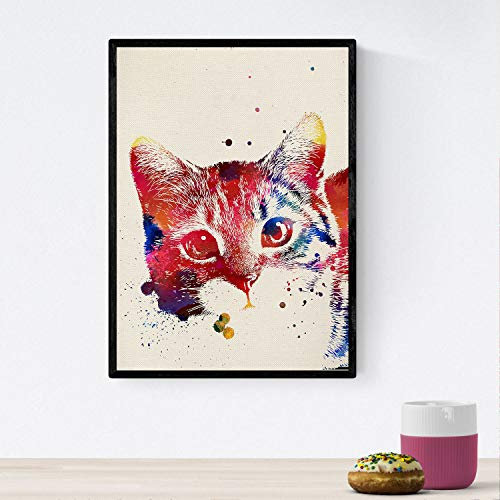 Nacnic Katzen-Plakat mit Aquarellentwurf. Mischen Sie mit Aquarell-Stylesheets für die Innendekoration. A4-Format