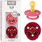 BIBS Colour Schnuller 2er-Pack, BPA-frei, Kirschform Nippel. Naturkautschuk/Latex, Hergestellt in Dänemark. Größe 2 | 6+ Monate | 2-Pack, Coral/Ruby