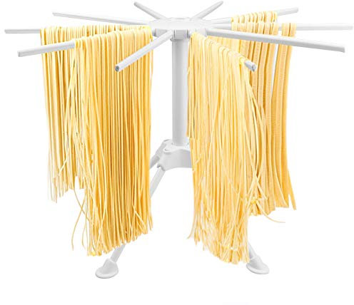 Kupink Stendino Pieghevole per Pasta 10 Rami Noodles Pieghevoli Stendino Stalla Fatta A Mano Tagliatella Supporto Compatto Luce Facile da Installare e Memorizzare (Bianca)