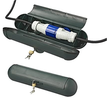 Lot de 2 boîtes de sécurité pour fiches CEE ou Schuko - Boîte de protection pour connecteur de câbles (fiche CEE, vert)