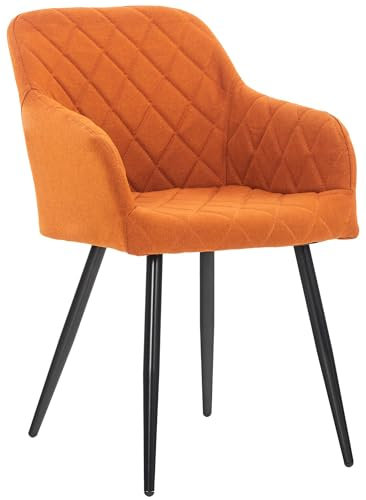 CLP Esszimmerstuhl Shila I Samt I Stoff I Gesteppt I Mit Bodenschonern, Farbe:orange, Material:Stoff