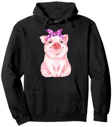 Schwein mit Bandana für Mädchen und Damen Pullover Hoodie