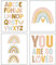 EXQULEG 4er Set Poster Kinderzimmer, Wanbilder für Babyzimmer, Kinderposter Junge Mädchen Dekoration Bilder ABC Alphabet Regenbogen Inspirierende Zitate Poster - Ohne Rahmen