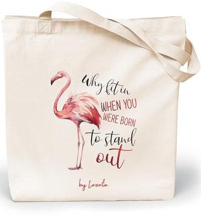 Loxato Stoffbeutel Bedruckt - Stofftasche - Baumwolltasche Bedruckt 100% B35 x H42 x T8 cm - Tragetasche Canvas-Stoff 220 g/m2 - Jutebeutel - Einkaufstasche Lange Henkel 70cm - Einkaufsbeutel