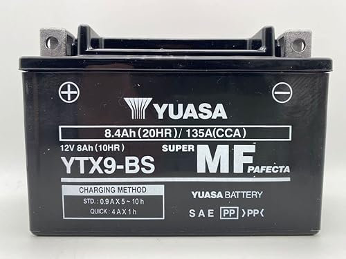 Yuasa Batterie YTX9-BS | Ersatzbatterie für Motorrad | Original Batterie wird versiegelt geliefert und geladen und einsatzbereit