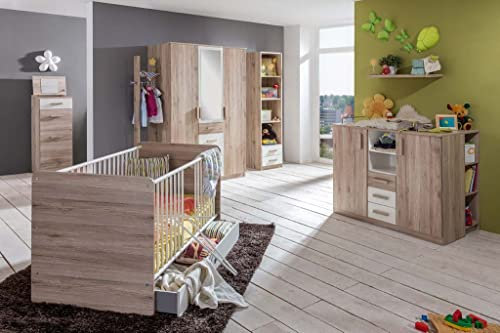 Froschkönig24 Cariba Babyzimmer Kinderzimmer Komplettset San Remo-Eiche/Weiß 2