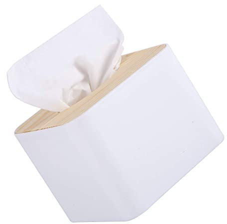 MYSUNBAR Feuchttücher Box Kosmetiktücherbox Holz Taschentücher Box, Bambusdeckel Weiße Taschentuchbox Tissue Holders Deckel für Papiertaschentücher, für Badezimmer, Schlafzimmer oder Büro