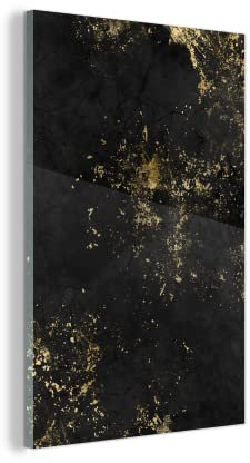 MuchoWow Glasbild Glasfoto Wandbild Bilder Deko 60x90 cm Schwarz - Gold - Farbe