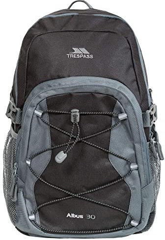 Trespass Albus Casual Backpack For Men & Women, Ash/Grey, 30 Litre With Waterproof Cover