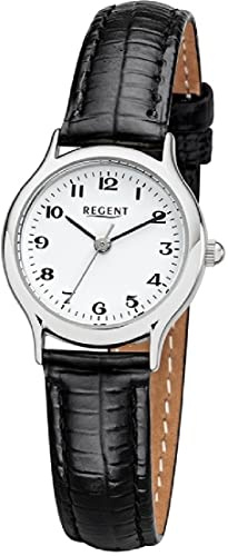 Damenuhr Quarz Lederband rund 24mm Regent F-1416 (Stahl arabisch)