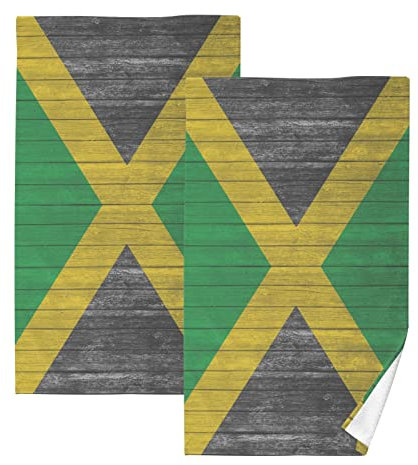 RPLIFE Flagge Jamaika Holz Handtuch 2er Set Handtücher Weiches Yoga Handtuch für Hotel Zuhause Fitnessstudio Küche