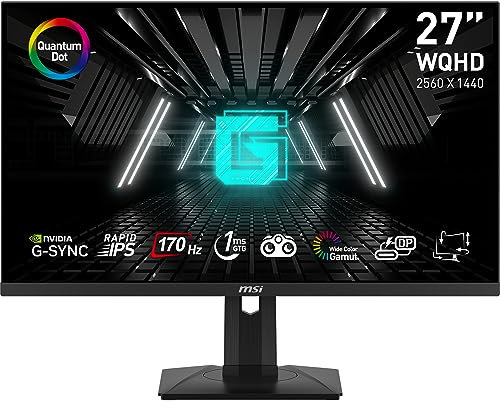 MSI G274QPF QD - Monitor Gaming Plano 27,WQHD, 170 Hz (2560x1440, Rapid IPS, 16:9, 1 ms, G-SYNC Compatible, Quantum Dot, HDR 400, Night Vision, Ajustable)