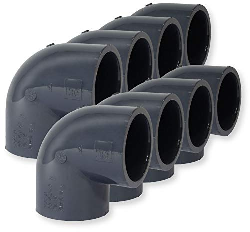 Paradies Pool PVC Fitting Winkel 90°, Ø 50mm mit Klebemuffen, PVC-U Muffe Rohrverbinder Klebefitting 90 Grad zum verkleben, Qualität aus Europa, Menge: 8 Stück