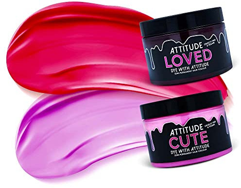 Attitude Hair Dye - LOVE ME duo Combo de tintes semipermanentes para el cabello - Rosado