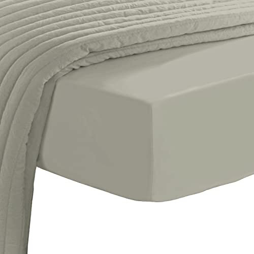 Pizuna Spannbettlaken 100x200cm, 100% Baumwolle 600 Fadenzahl Langstapelige Weiche Satinbindung Hotelqualität Atmungsaktiv Elastisch Spannbetttuch bis zu 40cm Matratzenhöhe Silber