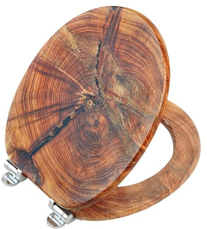 SINOBATH - Abattant de WC avec système d'abaissement automatique, noyau en bois MDF et charnières à fermeture en douceur (H264-S03)