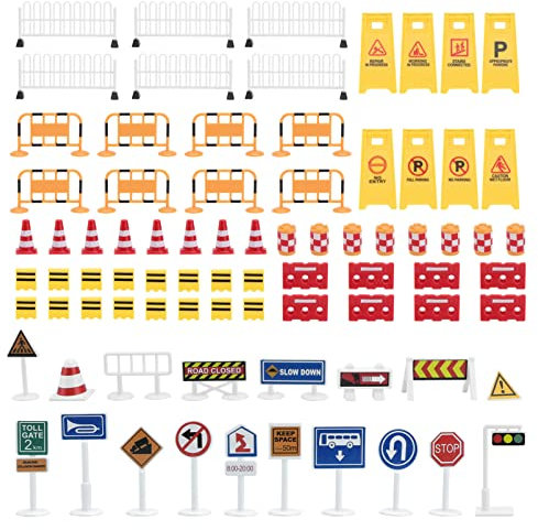 Ensemble De Panneaux De Signalisation RoutièRe pour Enfants, Jouet ÉDucatif avec Mini Feux De Signalisation Et BarrièRes, Kit De Jeu pour Apprendre Les RèGles De SéCurité Et Stimuler L'Imagination