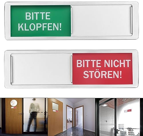 LUBOXIN Bitte Nicht Stören Schild Bitte Klopfen Schild Bitte Nicht Stören Türschild aus Acryl-Kunststoff Türschilder Schiebeschild mit Magnetauflage und Klebepads für Büro und Toilette - 17,5 x 5,2 cm