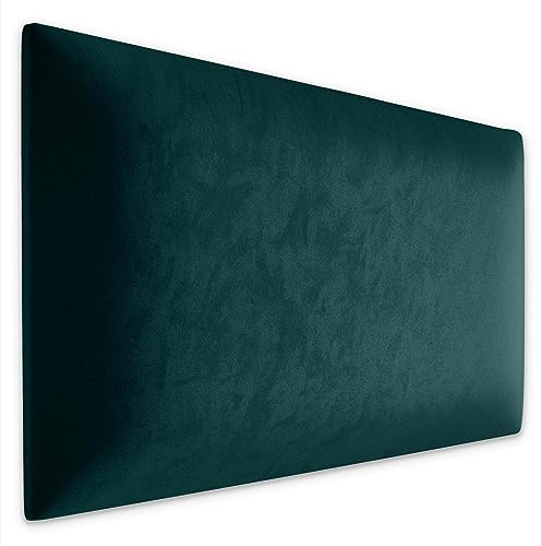 Muralo Wandkissen Gepolstert, Samt, Wandpolster - 70x30 cm, Türkis | Wandpaneel, ideal als Bettkopfteil oder Lendenkissen - für Schlafzimmer und Wohnzimmer, einfache Anbringung mit Montagekleber