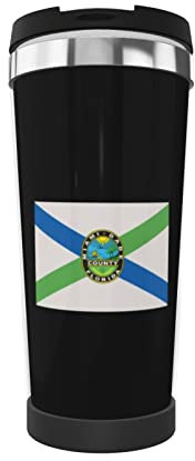 FJAUOQ Miami-Dade County Florida Taza de conservación del calor con tapa de acero inoxidable al vacío Preservación del calor Agua Taza de café Rotador es adecuado para uso en oficina y coche