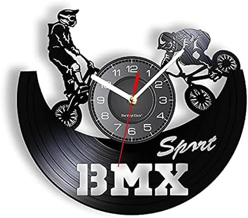 AVJERA Reloj de Pared Reloj de Pared de 12 Pulgadas Deporte Extremo Disco de Vinilo Competición de Bicicleta de Carreras Decoración del hogar Joven Creativo Clásico Estilo Libre Motocross