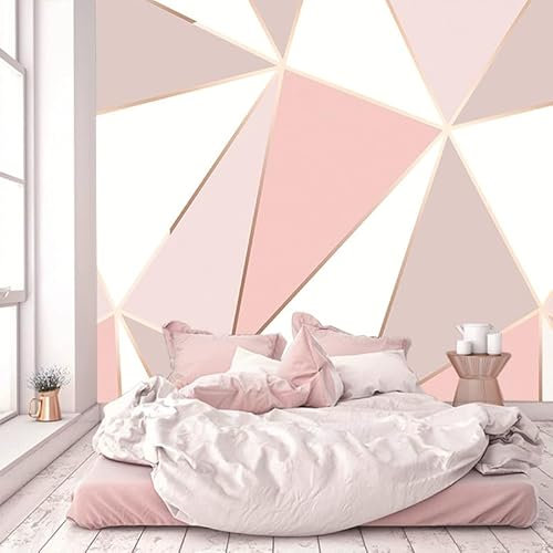 Carta da Parati Geometria Oro Rosa Carta da Parati Camera da Letto Soggiorno TV Sfondo Carta da Parati 3d Non Tessuto Carta Parati Murale Decorazione Carta da Parati Bambini 274x254cm