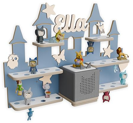 Holzura Toniebox 1 Regal Schloss – Wandregal zur Tonie Aufbewahrung, Kinderregal für Toniebox 1 & Tonie Figuren, Wandregal Musikbox Kinderzimmer