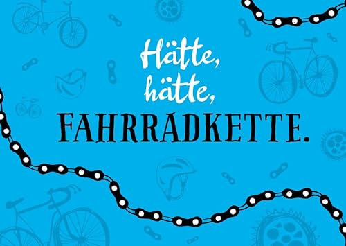 Gutsch Verlag Humorvolle Postkarte mit Fahrrad-Motiv und Spruch 'Hätte, hätte, Fahrradkette' – Lustige Postkarte für Radfahrer und Spaßvögel, Blau