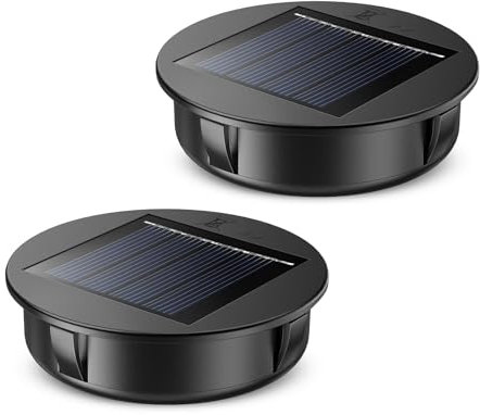Lureshine Solarleuchten Ersatzteile,2 Stück φ8cm Solarleuchten Ersatz Top mit LED Licht, IP65 Wasserdicht Solarleuchten Solarpanel Ersatzteil für Solarlaterne, Sonnenlampe, Solar Gartenleuchten
