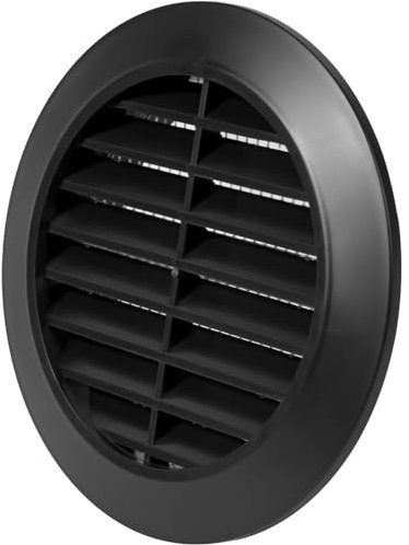 Vent Systems 80 mm / 3.15'' Inch - Black Air Vent Cover - Round Air Vents - Ventilation Grille - Integrated Insect Screen - HVAC Vents for Bathroom, Home Office, Kitchen