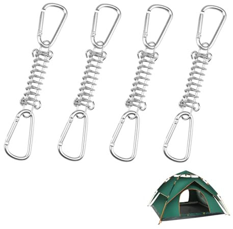 Lot de 4 Pcs Kit Fixation Voile D'Ombrage,Tendeur Voile Ombrage,Boucle à Ressort Accessoires de Fixation Toile Ombrage Avec Ressorts,Fixations Pour Tente Lestée,Terrasse Jardin Exterieur Auvent