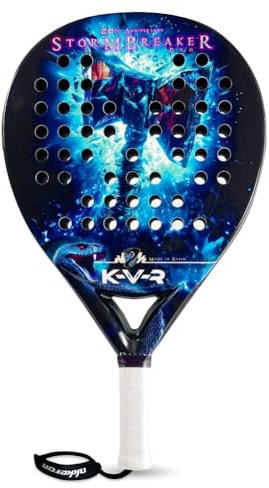 Akkeron Kovra - Racchetta da padel - Modello Stormbreaker Pro 2024 - Carbonio 100% - Power Blast EVA - Forma Diamante - Vernice Luminosità - Corda Sicurezza Regolabile - Potenza - 355/370g