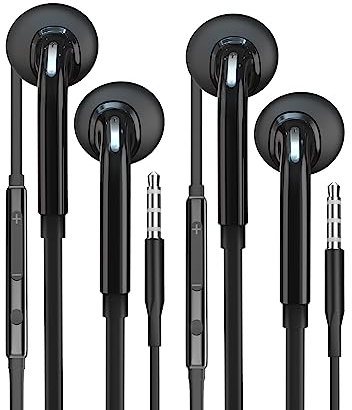Ecouteurs Filaire Écouteur Gamer(lot de 2)3.5mm Jack Prise Casque Headphone Gaming Intra Auriculaire Kit Main Libre Earbud Avec Fil Audio Musique Sport Oreillette Compatible pour Samsung Galaxy Xiaomi