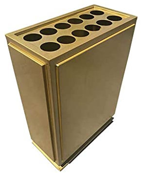 Cuiynice Paragüero Paragüero Soporte de Bastón de Metal Bastidor de Barril de Almacenamiento de Bastón de Paraguas con Estante Colector de Agua 12 Agujeros 24 Agujeros (Negro) (Oro Q)