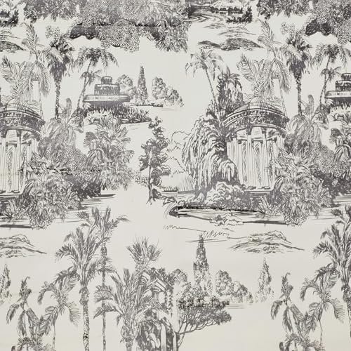 Papier Peint Noir et Blanc,44 x 500cm Papier Peint Adhesif Jungle Tropical Papier Peint Adhesif Palmier Papier Peint Châteaux Papier Peint Botanique Papier Peint Adhesif pour Meuble Chambre,Salon