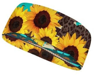 Srengjodk Indianer-Outfits für Frauen 2024 Chic Boho Schweißband Indianer Stirnband Boho Stirnband Indianer Kleidung Sonnenblumendruck