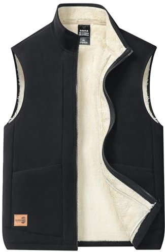 AIEOE Gilet in pile da uomo con pelliccia di orsacchiotto, con calda imbottitura, giacca invernale senza maniche, Nero , L
