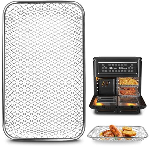 GWBSXM Air Fryer Accessories for Breville Halo Flexi Air Fryer,9.7''×5.7''×0.8'' Stainless Steel Air Fryer Wire Rack Mesh Tray Replacement Part Roasting Steamer Grill Racks Baking Tray,Dishwasher safe