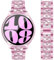 DEALELE Bracelet et coque en verre trempé compatibles avec Samsung Galaxy Watch 6 40 mm, 20 mm, bracelets en métal diamant brillant et coque de protection complète d'écran pour homme et femme (rose)
