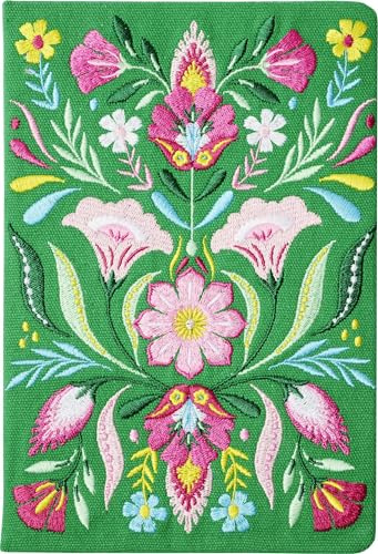 Fiesta del Sol Notizbuch bestickt A5 - 240 Seiten, grün: Schönes Journal oder Tagebuch. Notebook A5 dotted mit hochwertigem Leineneinband und farbenfrohen Stickereien