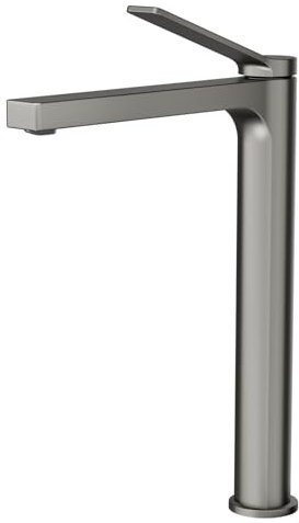 EMKE Badarmatur, Anthrazit, matt, mit Belüfter, Waschtischmischer aus massivem Messing, Keramikkartusche, einfache Installation, wassersparend, 335 x 233 x 46 mm