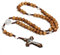 EIROVYA Katholisches Kreuz Rosenkranz Halskette, Naturholz Gebetskette mit Medaille Kreuz Jesus Christus Heiliger Benedikt, für katholische Christen Religiöse Kommunion, Taufe, Messe, Bibel, 1 Stück
