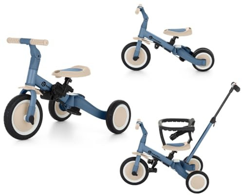 PETITE&MARS Multifunktionales 5-in-1-Dreirad Turbo * Fahrrad * Dreirad * Laufrad * Rutschauto * Lauflernfahrzeug (Ocean Blue)