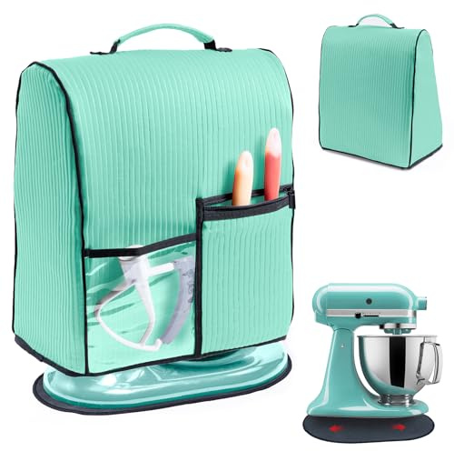 BAGSPRITE Stand Mixer Cover with Applicance Slider for KitchenAid 4.5/5 Quart Bowl Lift Mixers – Kitchen Appliance Dust Cover with Pockets for Kitchen Aid Accessories and Attachments