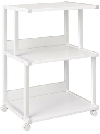 IBUYKE Druckerständer mit Regal, 3-stufiger Druckertisch mit Rädern, Drucker Wagen für Haus, Büro, Rolling Cart Stand für Heat Press, Mikrowelle und Mini-Kühlschrank TPS001W