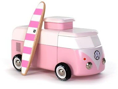 Candylab Holzspielzeugauto VW Beach Bus - rosa - klassisches Design