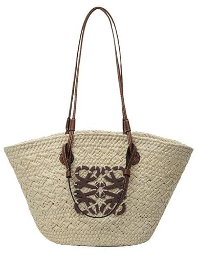 WREWING Strohhandtasche aus gewebtem Stroh, modische Strandtasche für Damen, leichte und geräumige Tragetasche am Meer, perfekt für Reisen, Einkaufen und Sommerausflüge, Große Größe, Large