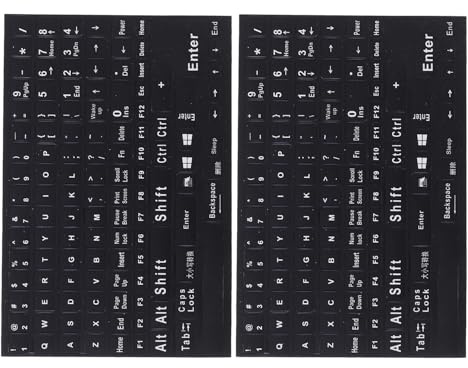 EXHUMKY 2 Blätter Englische Tastaturaufkleber Selbstklebend Kratzfest Laptop Desktop Keyboard Sticker Schutzfolie Praktisch Einfache Anbringung und Rückstandsfrei Entfernbarkeit