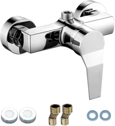 Robinet de douche monocommande en acier inoxydable - Mitigeur de douche avec commande manuelle - Interrupteur de vanne sanitaire - Robinet de salle de bain pour eau froide et chaude